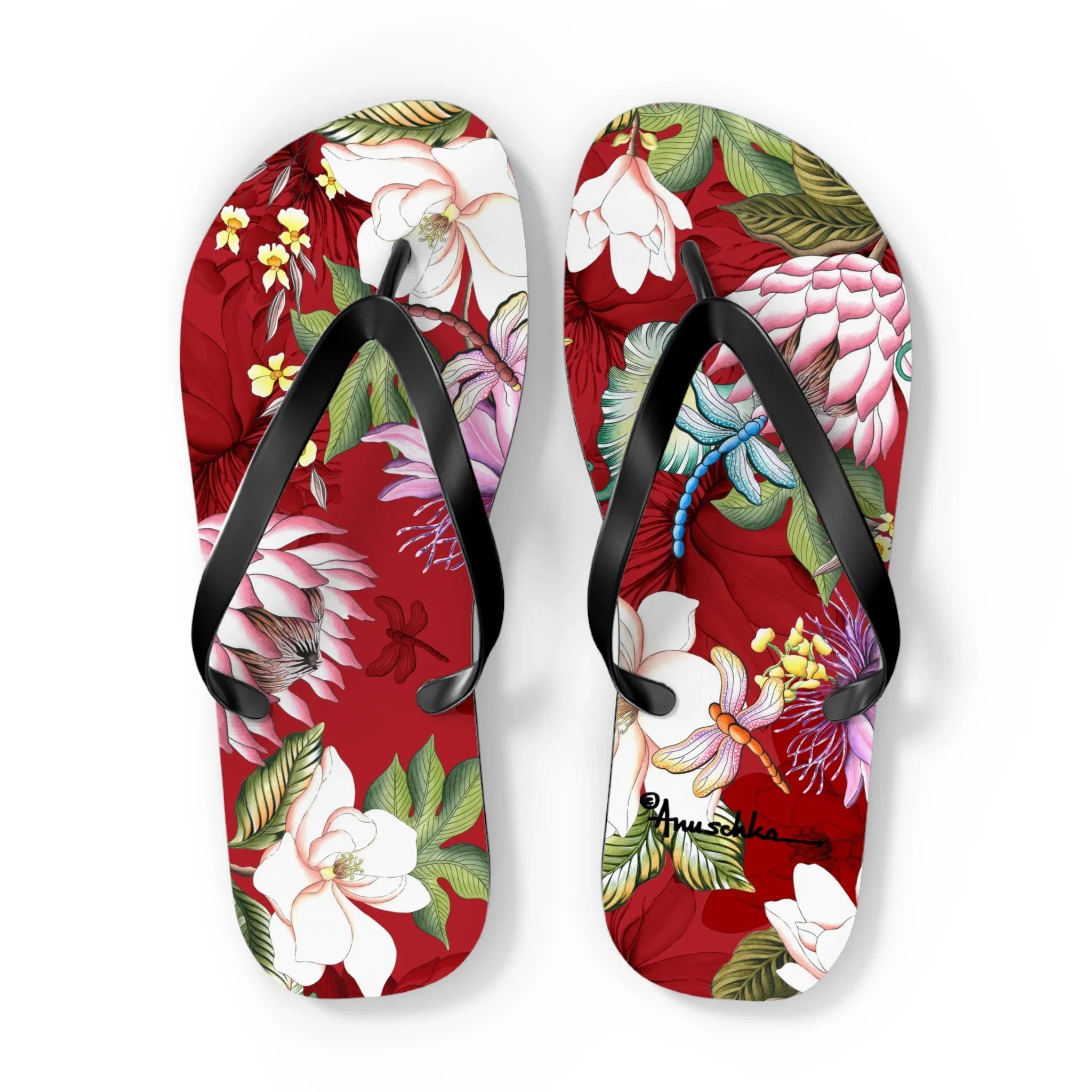 Crimson Garden Flip Flops – Anuschka