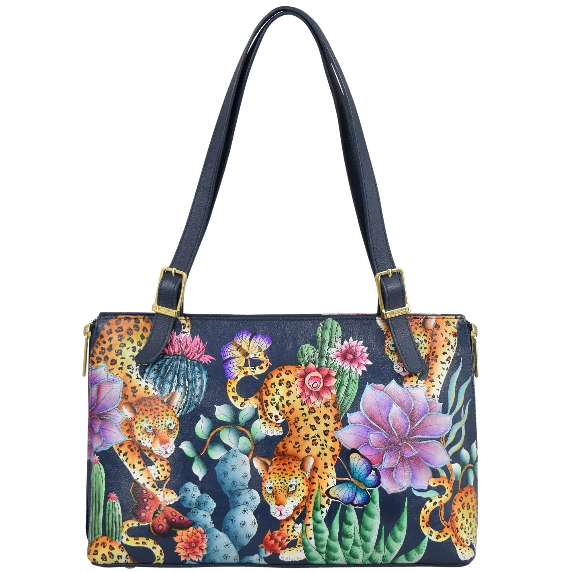 Buy Wild Tiger Hand Painted Leather Expandable Shopper Tote 712