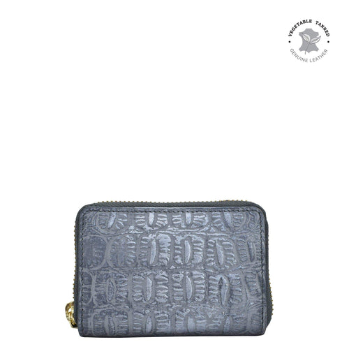 Croc Embossed Silver Grey Accordion Style Credit And Business Card Holder - 1110