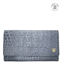 Load image into Gallery viewer, Croc Embossed Silver Grey Three Fold Wallet - 1150
