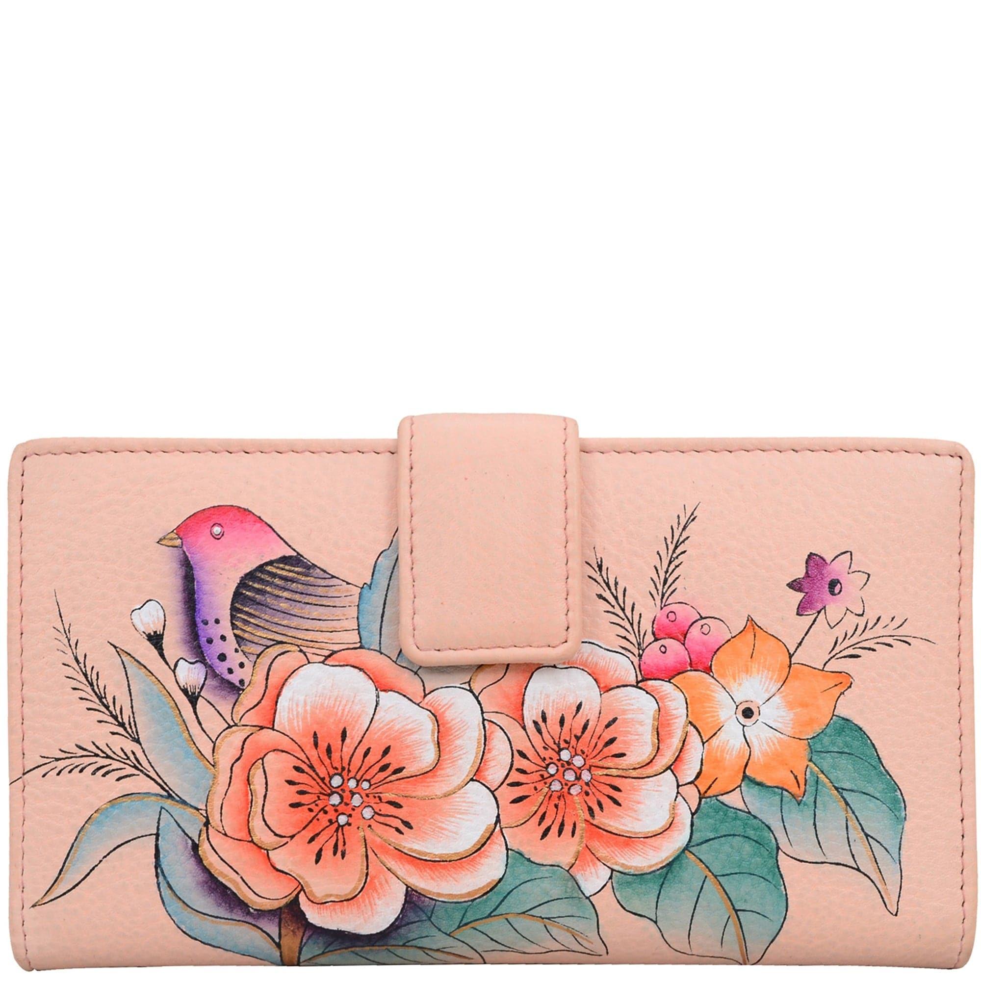 Hand Painted Leather Wallet Anna By Anuschka Women's Handpainted Leather Two Fold Wallet On A String Hand Painted Wallet