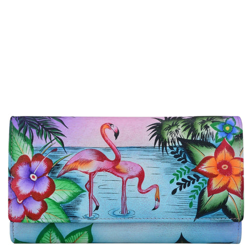 Tropical Flamingos Three Fold Organizer Wallet - 1860