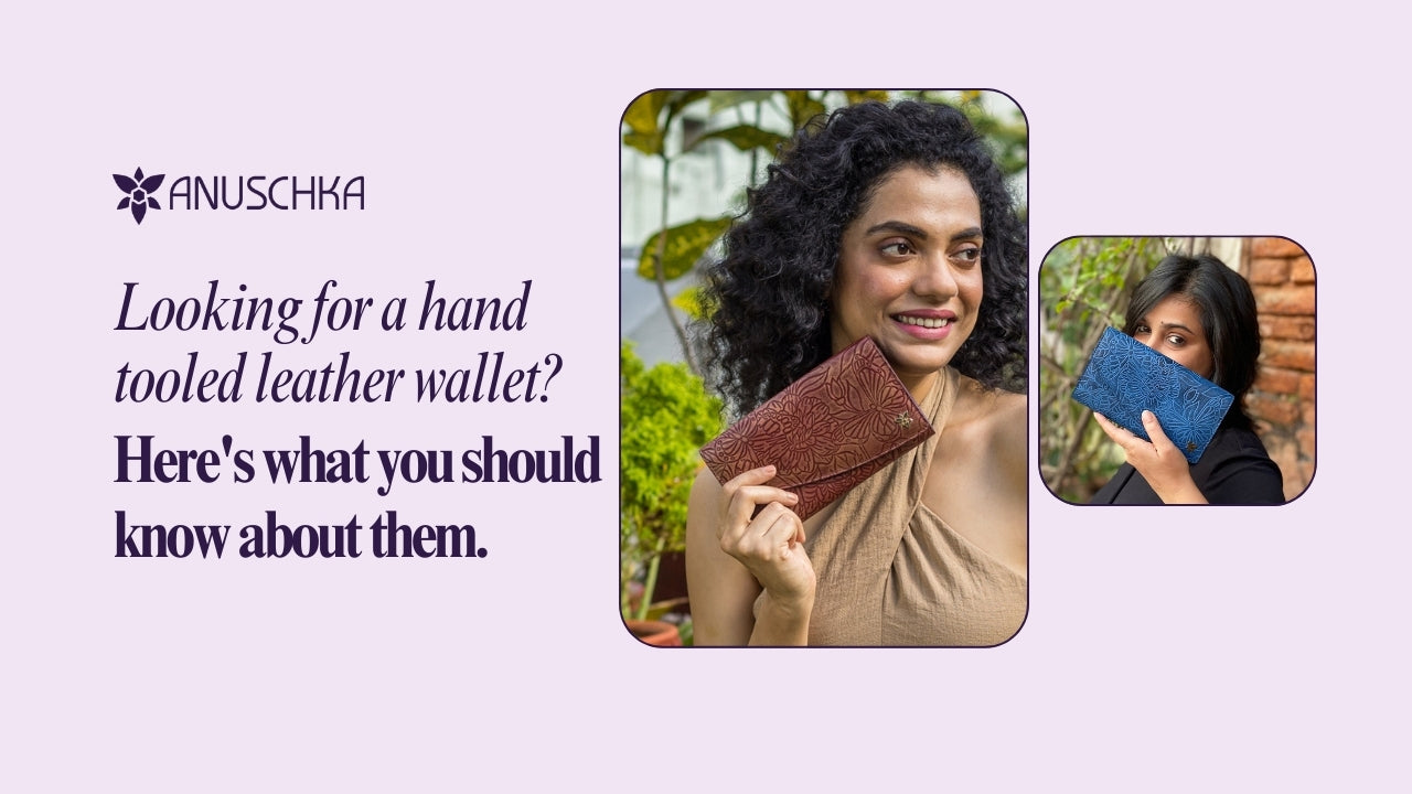 Hand Tooled Leather Accordion Flap Wallet - 1174-TBF-WIN