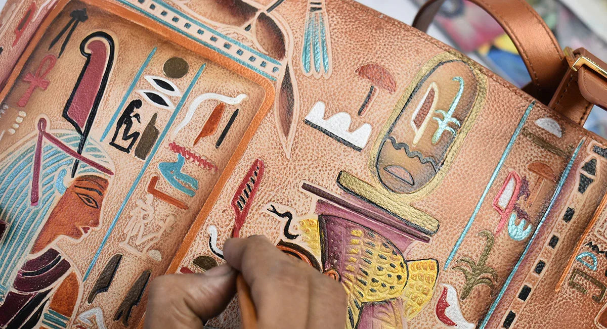 Tooled Ancient Egypt Copper Leather Bags and Accessories - Anuschka