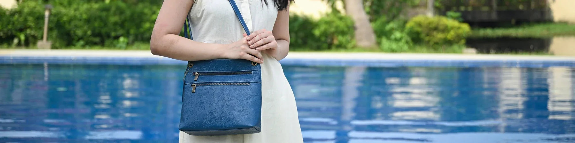 Floral Embossed Royal Blue - Anuschka