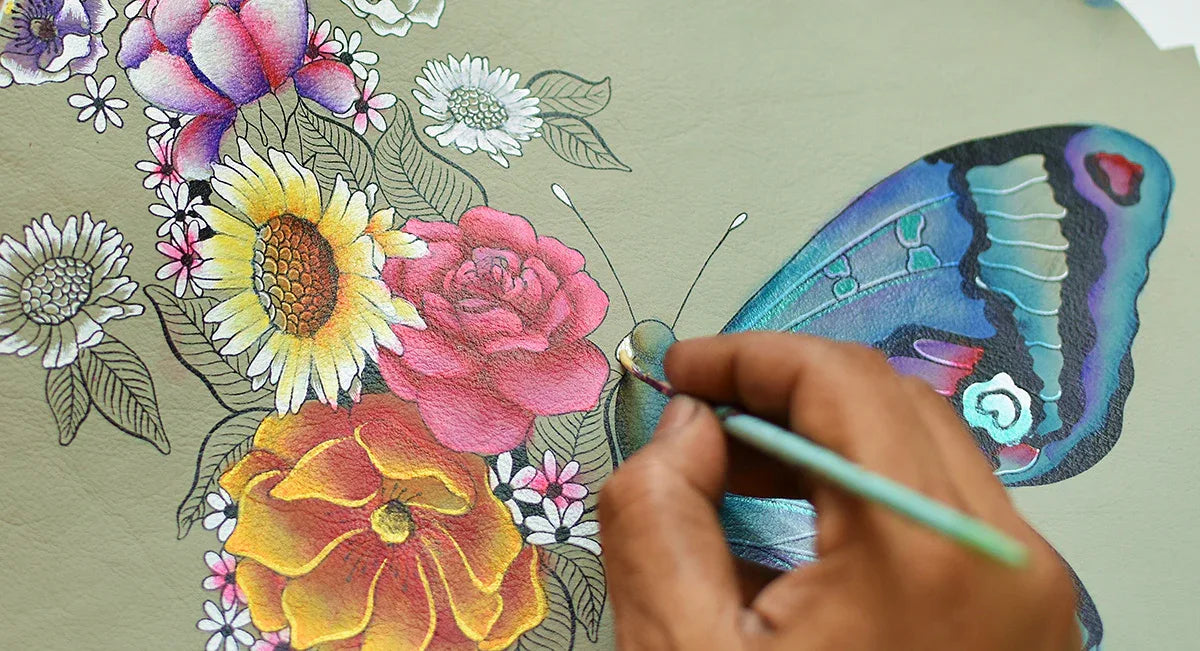 Butterfly Blooms Bronze Hand Painted Bags and Accessories - Anuschka