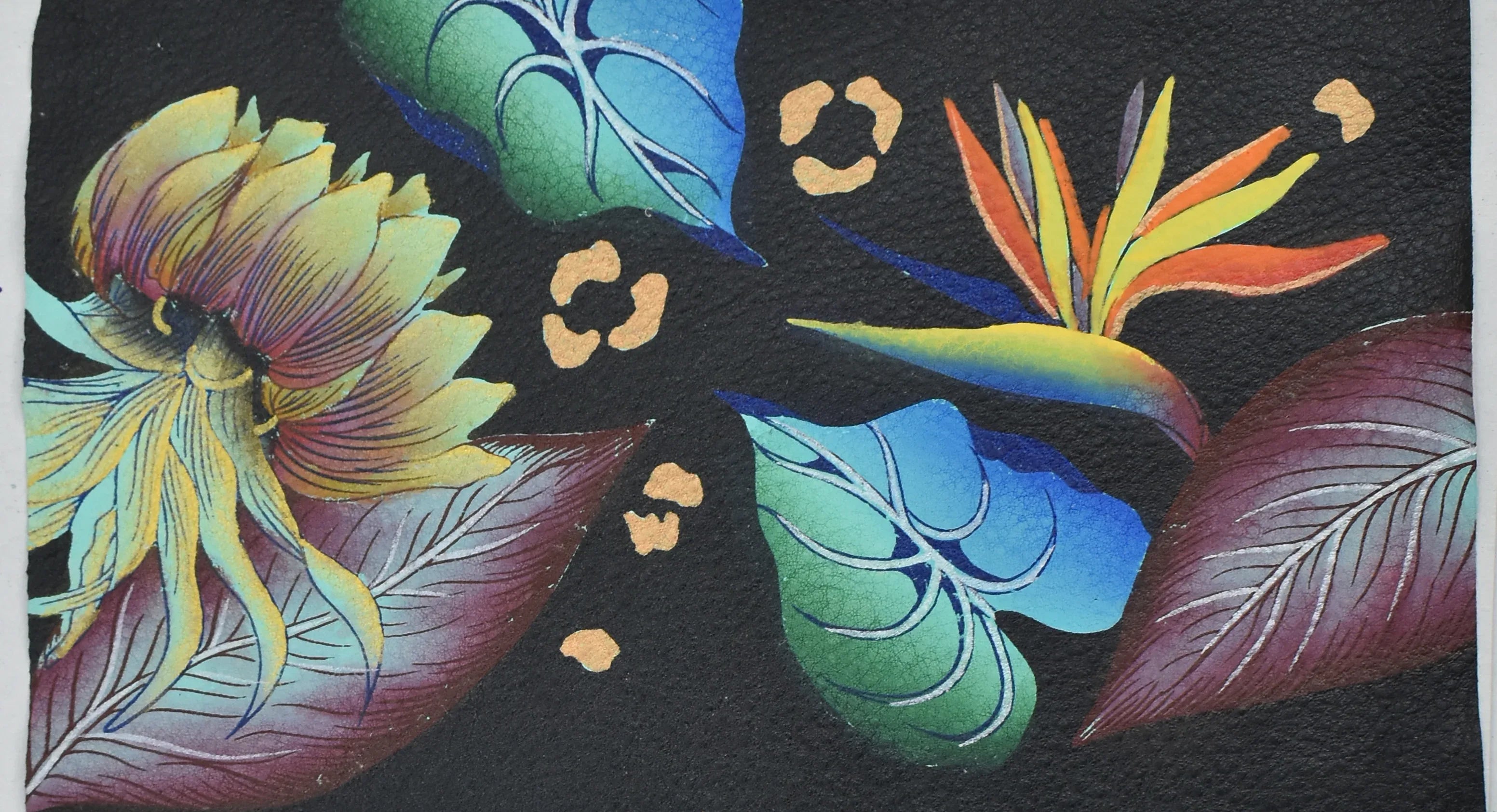 Tropical Dreams Black Hand Painted Bags and Accessories - Anuschka