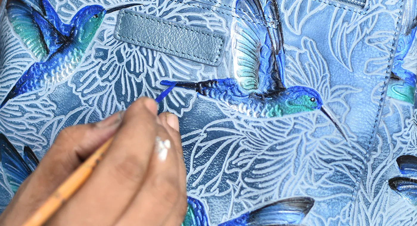 Tooled Birds Leather Bags & Accessories - Anuschka