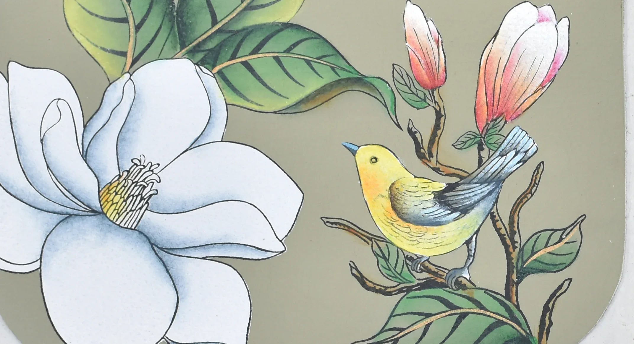 Vintage Bird Taupe Hand Painted Bags and Accessories - Anuschka