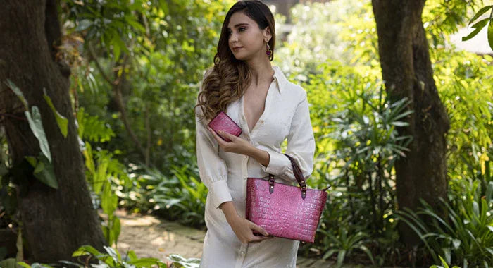 Croc Embossed Berry Leather Bags & Accessories - Anuschka