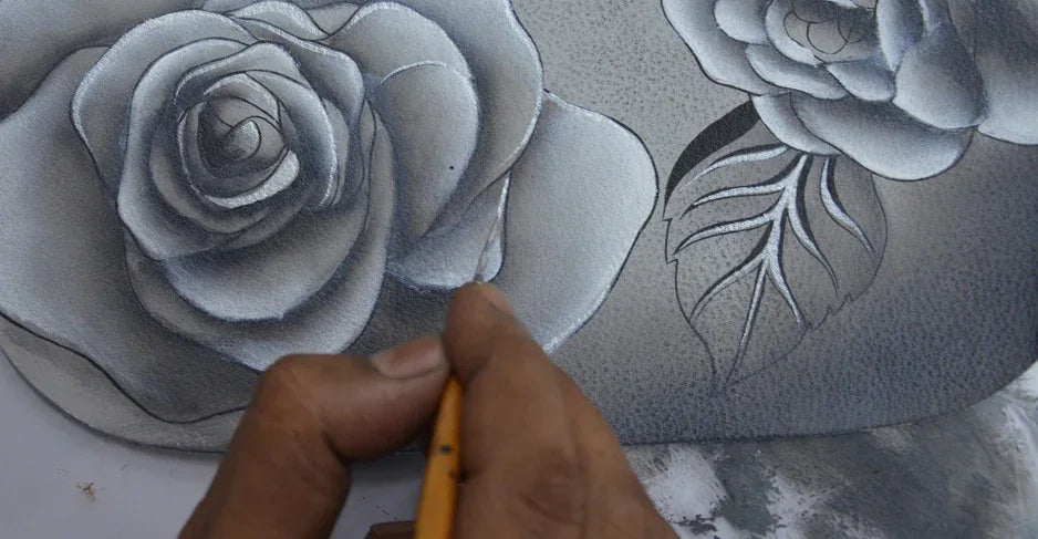 Romantic Rose Black Anna Hand Painted Bags and Accessories Collection - Anuschka