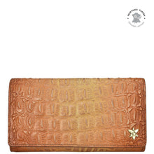 Load image into Gallery viewer, Croc Embossed Caramel Three Fold Wallet - 1150
