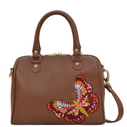Embroidered Zip Around Classic Satchel - 14015