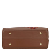 Embroidered Zip Around Classic Satchel - 14015