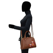 Embroidered Zip Around Classic Satchel - 14015