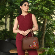 Embroidered Zip Around Classic Satchel - 14015