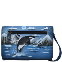 Load image into Gallery viewer, Leaping Orca Organizer Wallet On a String - 1834

