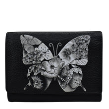 Load image into Gallery viewer, Butterfly Mosaic Black Ladies Three Fold Wallet - 1850
