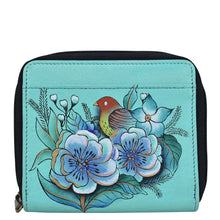 Load image into Gallery viewer, Vintage Garden Turquoise Zippered Organizer Wallet - 1867
