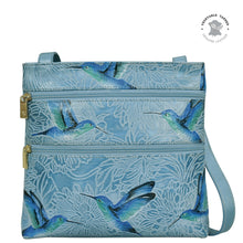 Load image into Gallery viewer, Tooled Bird Sky Medium Crossbody With Double Zip Pockets - 447
