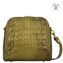 Load image into Gallery viewer, Croc Embossed Desert Gold Zip Around Travel Organizer - 668
