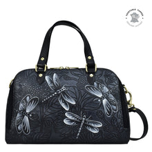 Load image into Gallery viewer, Tooled Dragonfly Meadow Pewter Wide Organizer Satchel - 695
