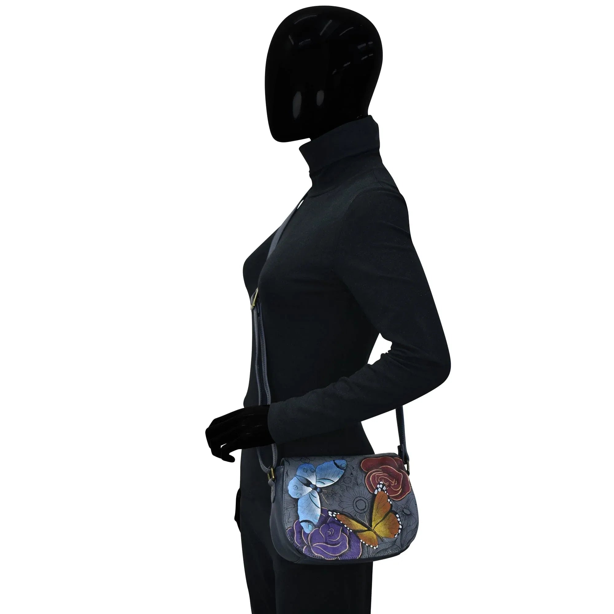 Leather Hand painted Crossbody Saddle Bag 8105 Anuschka