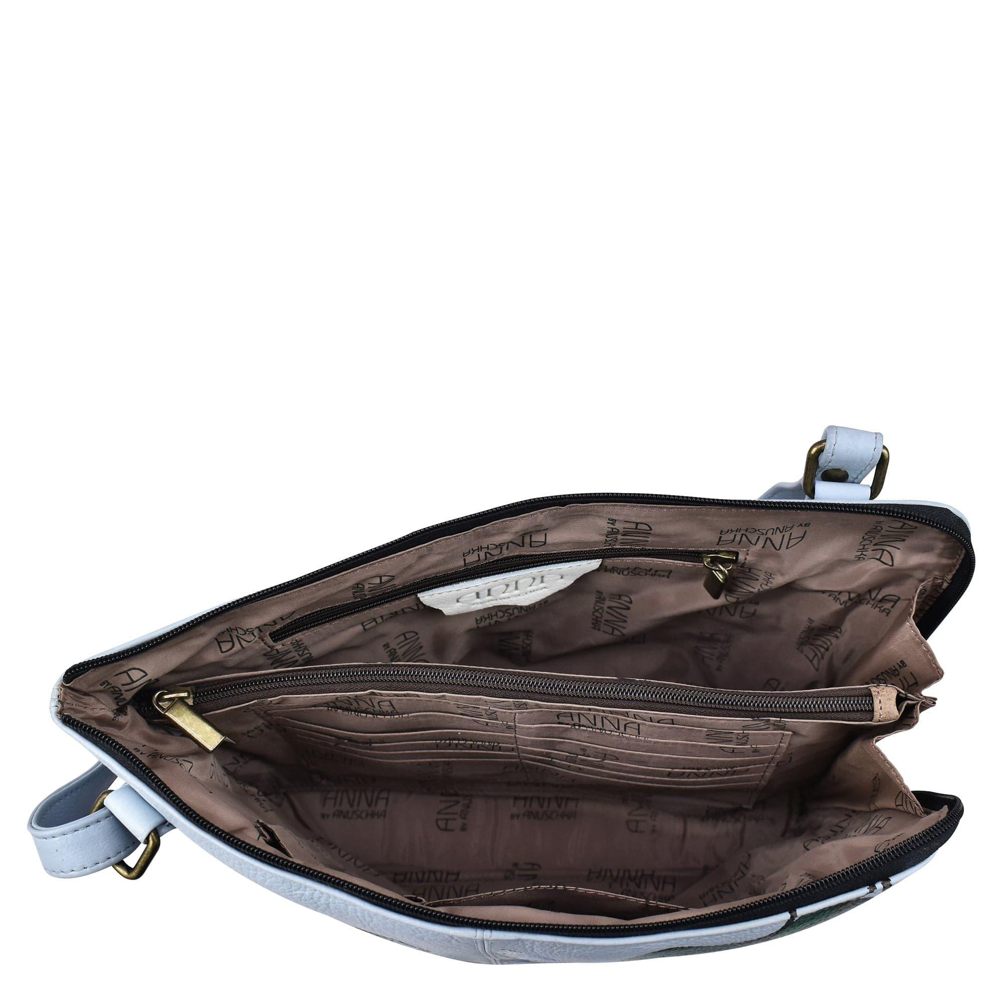 Leather Hand painted TwoSided Zip Travel Organizer 8338 Anuschka