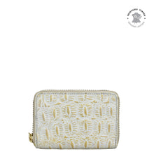 Load image into Gallery viewer, Croc Embossed Cream Gold Accordion Style Credit And Business Card Holder - 1110
