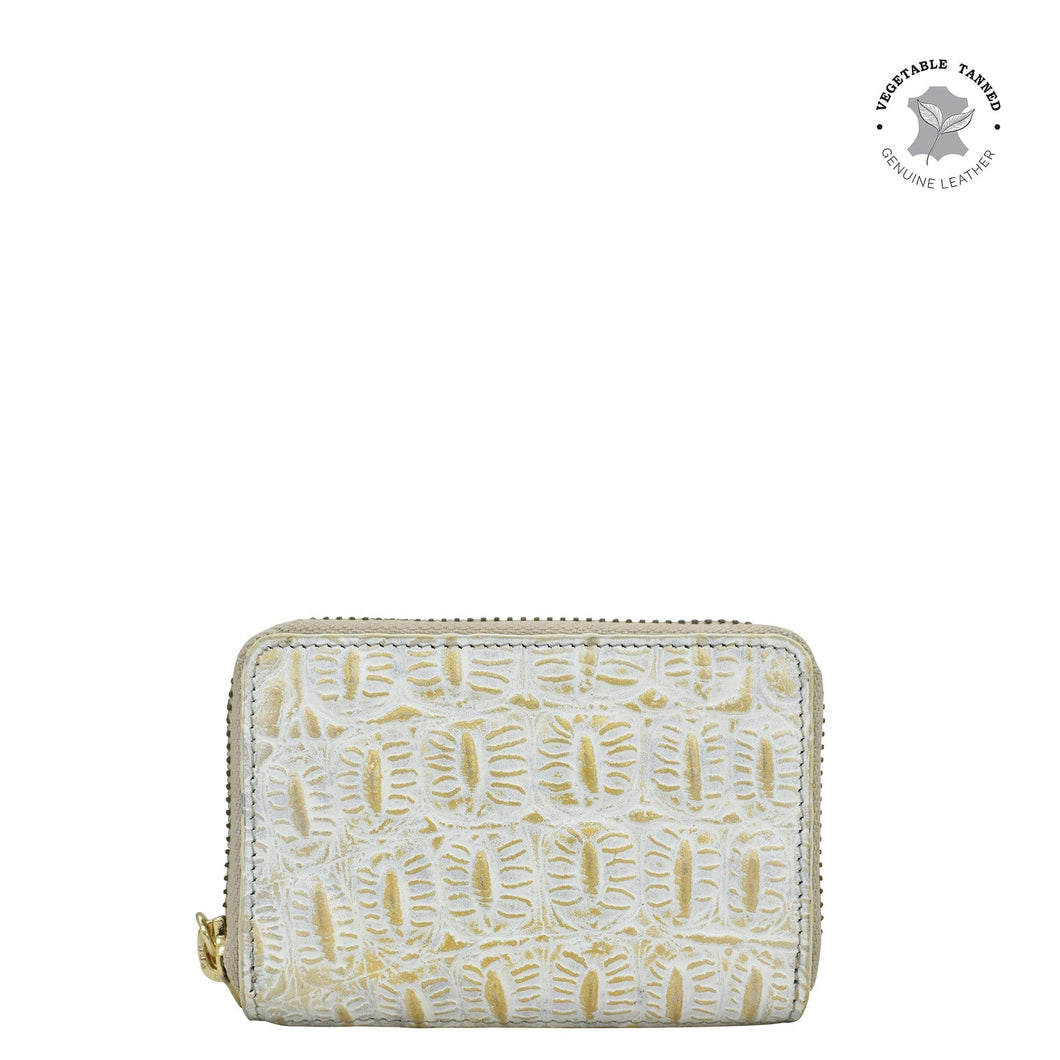 Croc Embossed Cream Gold Accordion Style Credit And Business Card Holder - 1110