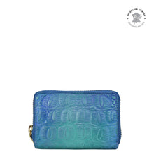 Load image into Gallery viewer, Croc Embossed Peacock Accordion Style Credit And Business Card Holder - 1110
