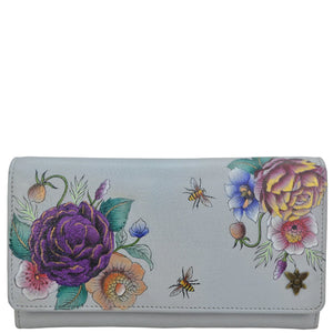 Floral Charm Accordion Flap Wallet - 1112