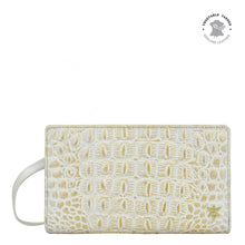 Load image into Gallery viewer, Croc Embossed Cream Gold Organizer Wallet Crossbody - 1149
