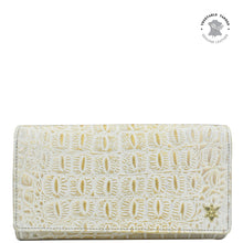 Load image into Gallery viewer, Croc Embossed Cream Gold Three Fold Wallet - 1150

