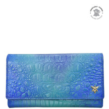 Load image into Gallery viewer, Croc Embossed Peacock Three Fold Wallet - 1150
