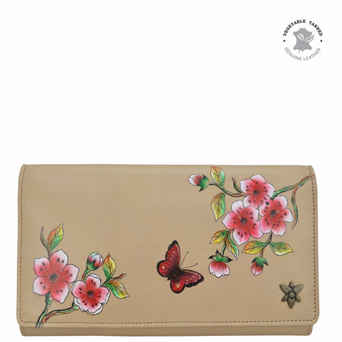 Flower Garden Almond Three Fold Wallet - 1150