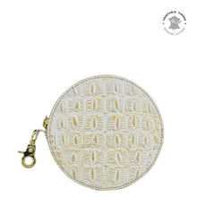 Load image into Gallery viewer, Croc Embossed Cream Gold Round Coin Purse - 1175
