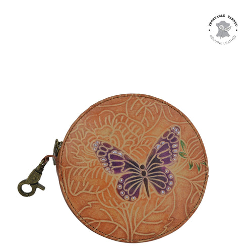 Tooled Butterfly Multi Round Coin Purse - 1175