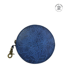 Load image into Gallery viewer, Tooled Butterfly Ocean Round Coin Purse - 1175
