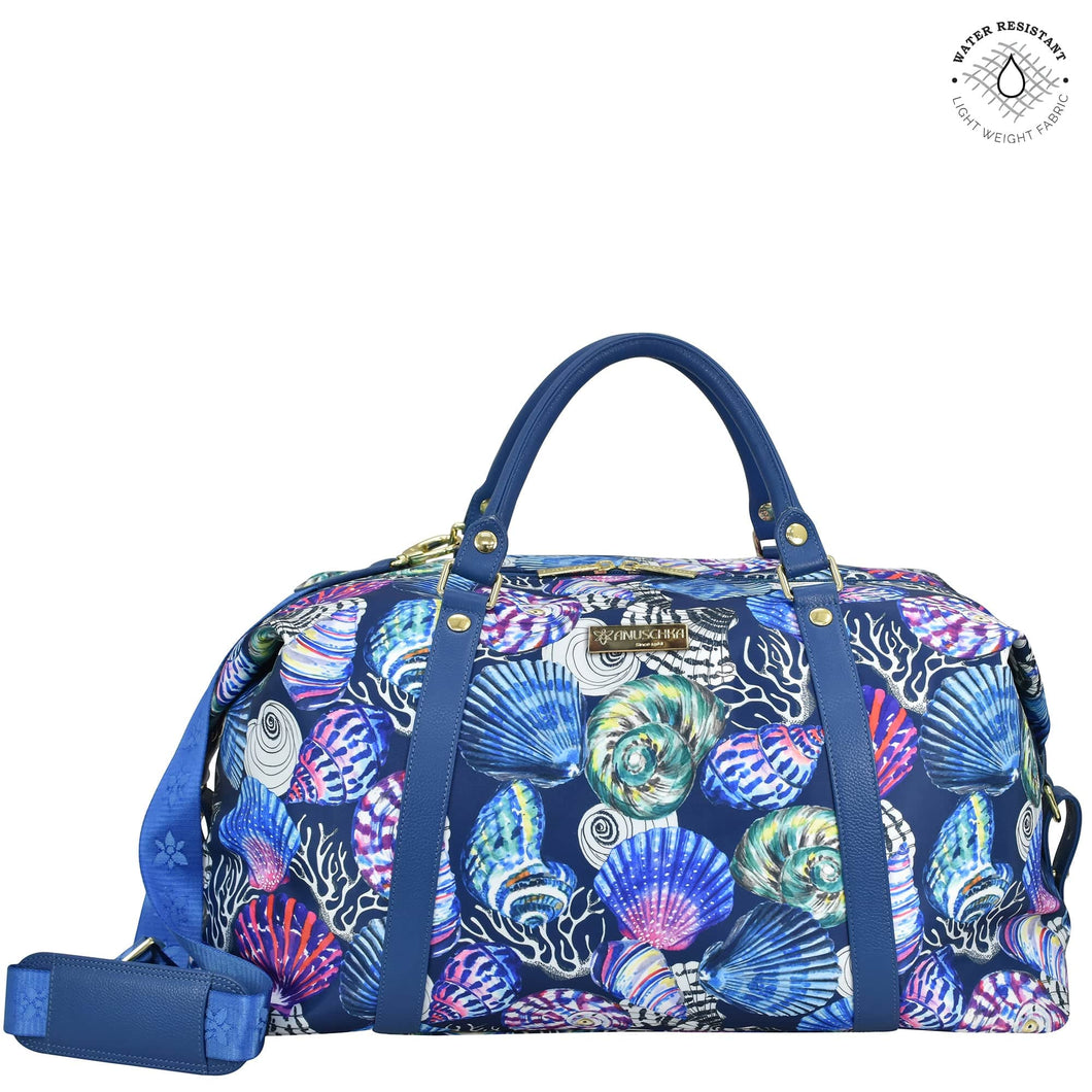 Sea Treasures Fabric with Leather Trim Great Escape Duffle - 12016