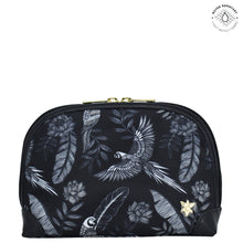Load image into Gallery viewer, Jungle Macaws Fabric with Leather Trim Dome Cosmetic Bag - 13002
