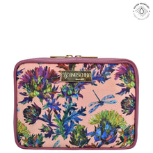 Load image into Gallery viewer, Dragonfly Garden Fabric with Leather Trim Travel Jewelry Organizer - 13003
