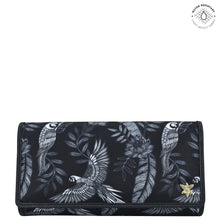 Load image into Gallery viewer, Jungle Macaws Fabric with Leather Trim Three-Fold RFID Wallet - 13007
