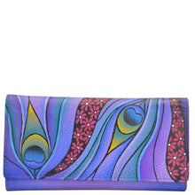 Load image into Gallery viewer, Dreamy Peacock Dewberry Checkbook Clutch Wallet - 1701
