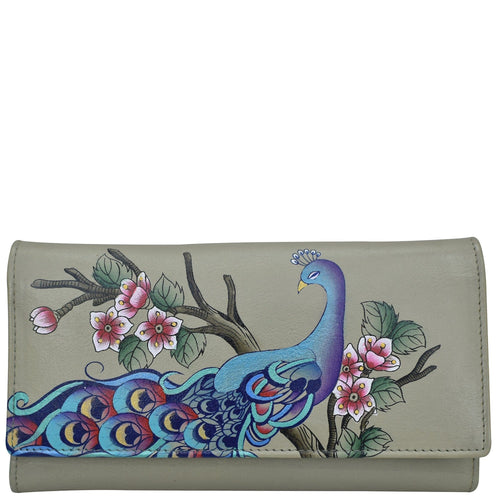 Peacock Bliss Taupe Checkbook Clutch Wallet - 1701