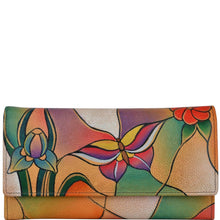 Load image into Gallery viewer, Butterfly Glass Painting Multi Pocket Wallet - 1710
