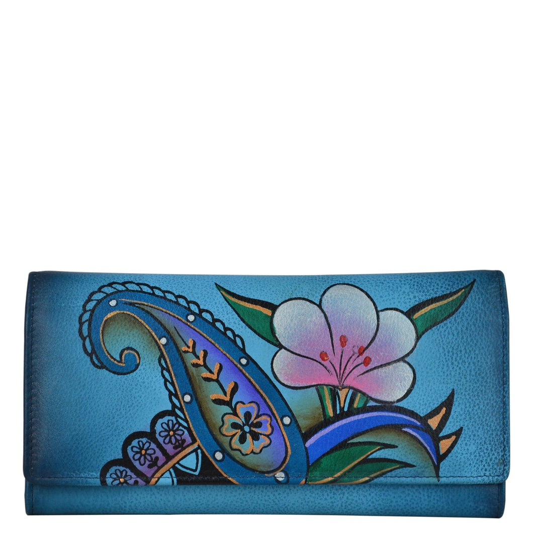 Denim Paisley Floral Multi Pocket Wallet - 1710