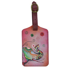 Load image into Gallery viewer, Anna by Anuschka style 1805, handpainted Luggage Tag. Retro Elephant painting in Wine color. Featuring Adjustable strap with buckle &amp; One ID pocket.
