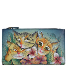 Load image into Gallery viewer, Three Kittens Blue Bi-Fold Snap Wallet - 1822

