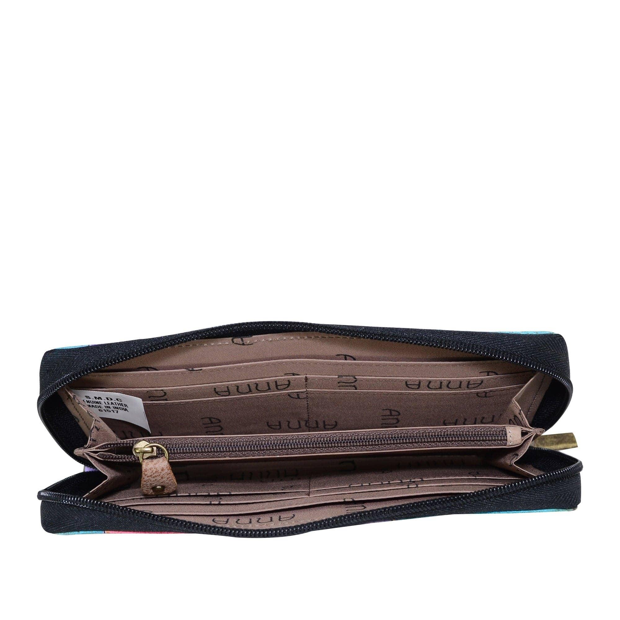 Leather Hand painted ZipAround Clutch 1832 Anuschka